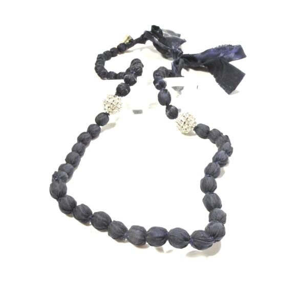 Neiman Marcus Lee Angel Black Silk Bauble Knot Fireball Tie Necklace NWT 350 - Picture 5 of 12